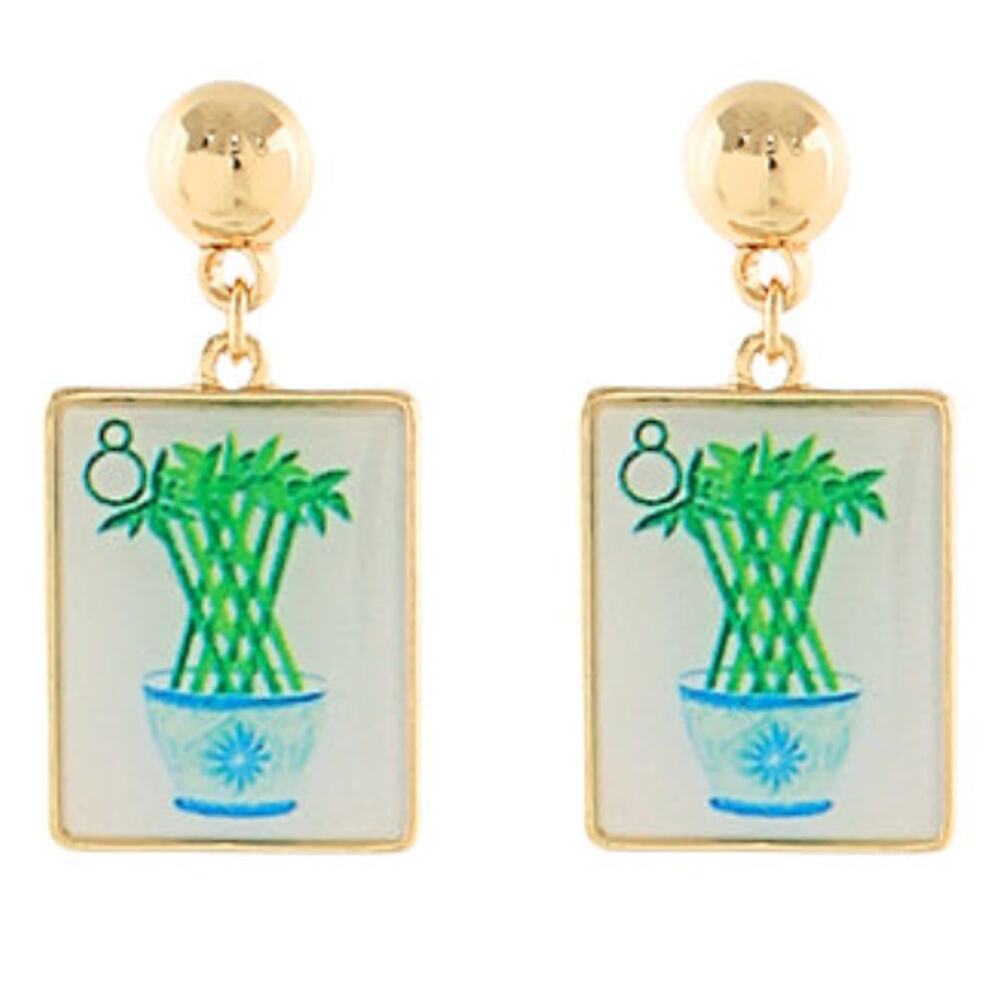 Mahjong Bamboo Gold Earrings